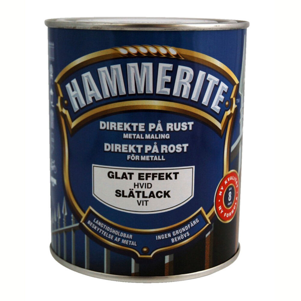 Hammerite, Metalmaling, Smooth, hvid, 750