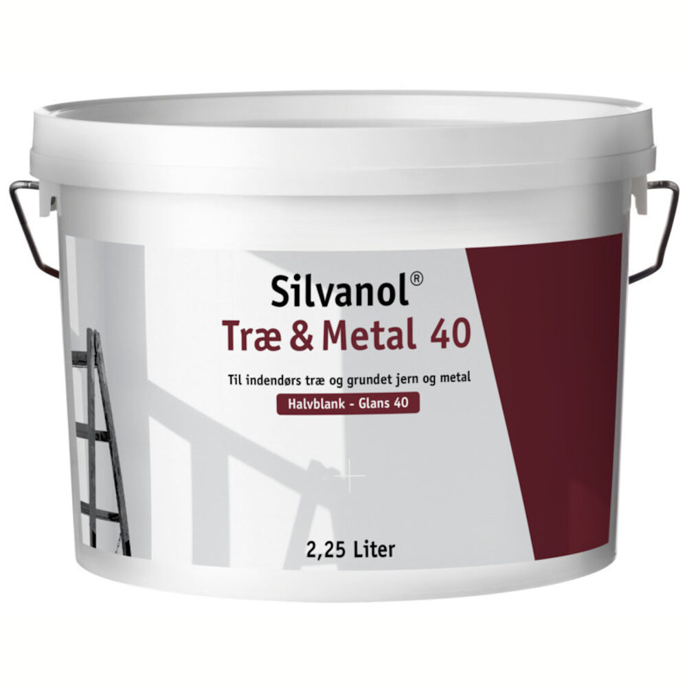 Træ- metalmaling, glans 40 - Hvid 2,25 ltr